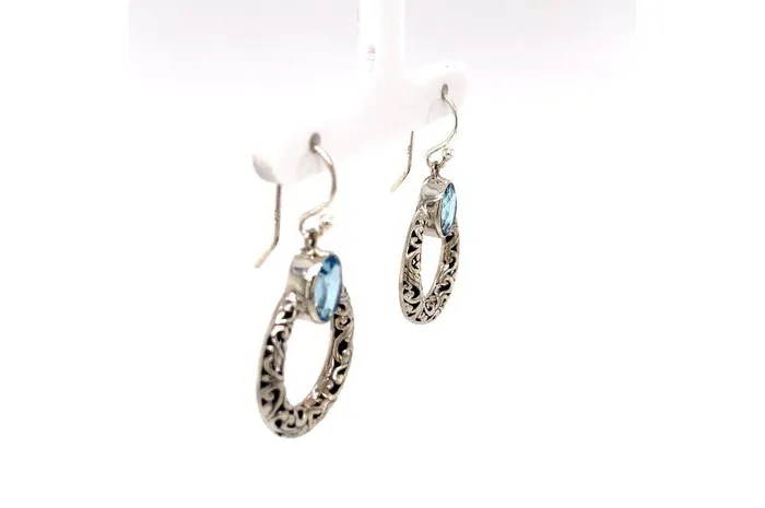 Earrings Samuel B Sacred Circle Earrings Blue Topaz