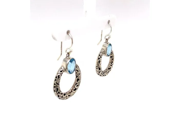 Earrings Samuel B Sacred Circle Earrings Blue Topaz