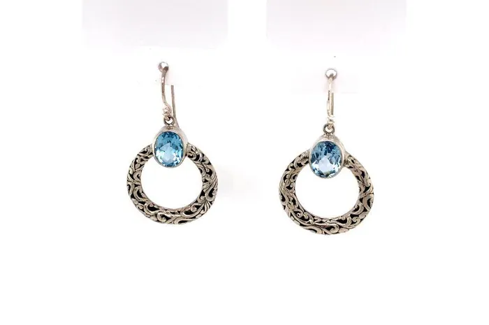 Earrings Samuel B Sacred Circle Earrings Blue Topaz