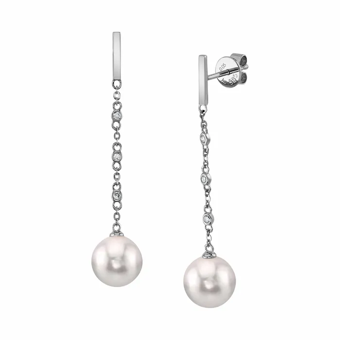 Earrings SPT Freshwater Pearl Diamond Flicker Dangle Earrings