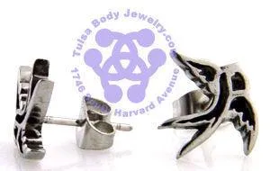 Earrings Swallow Stainless Stud Earrings Tulsa Body Jewelry Earrings Swallow Stainless Stud Earrings Tulsa Body Jewelry