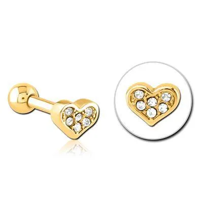 Heart CZ Gold Cartilage Barbell Tulsa Body Jewelry Necklaces