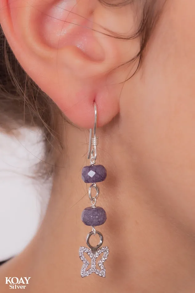 KOAY Silver Store Purple Zircon Butterfly Earring Earrings KOAY Silver Store Purple Zircon Butterfly Earring Earrings