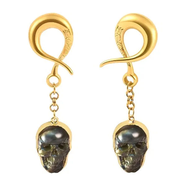 Labradorite Skull Gold Coil Hangers Tulsa Body Jewelry Rings