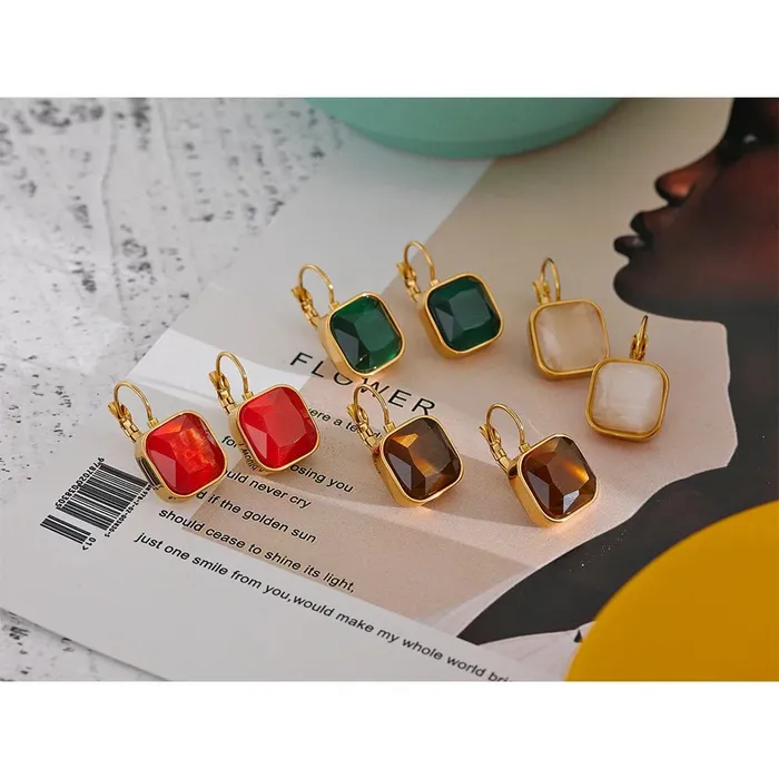 Mabel Love Co Earrings Square Opal Earrings