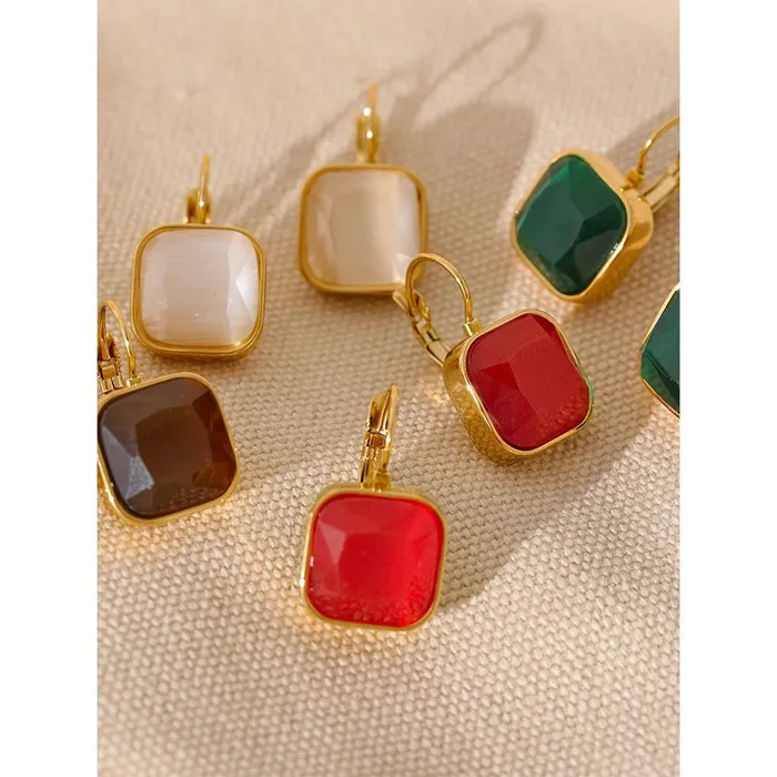 Mabel Love Co Earrings Square Opal Earrings