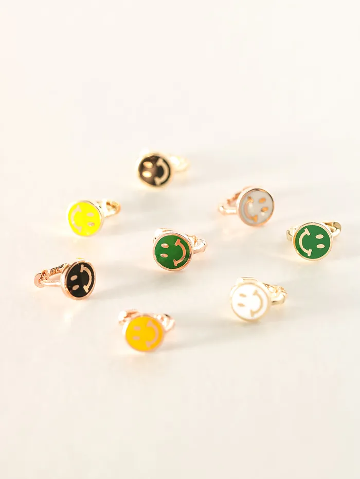 MinimalBijoux 14K 18K Gold Colorful Smile Face Cartilage Hoop Earring Earrings
