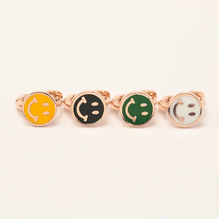 MinimalBijoux 14K 18K Gold Colorful Smile Face Cartilage Hoop Earring Earrings