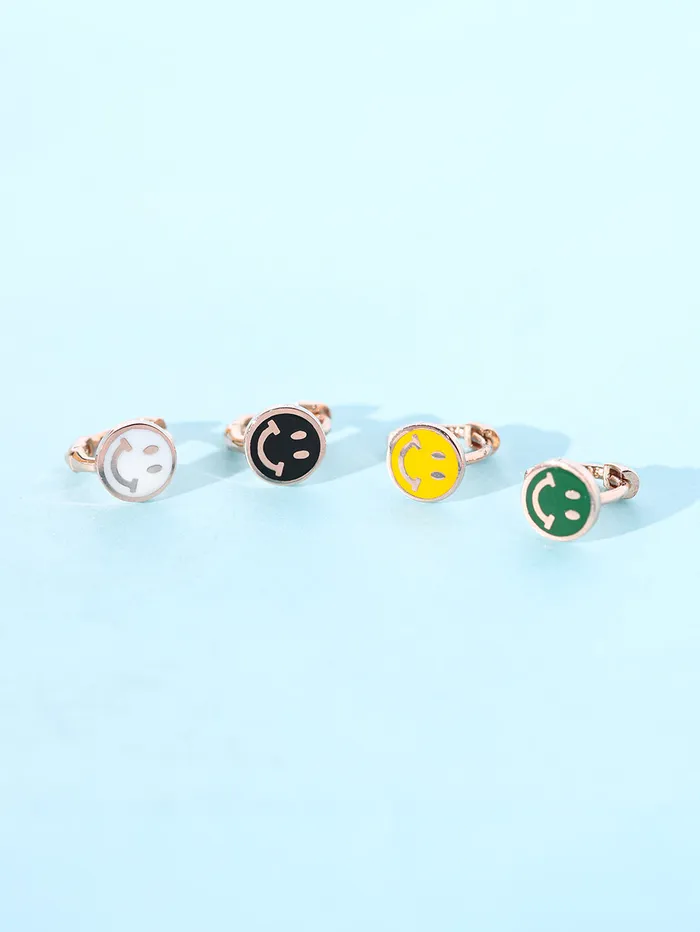 MinimalBijoux 14K 18K Gold Colorful Smile Face Cartilage Hoop Earring Earrings