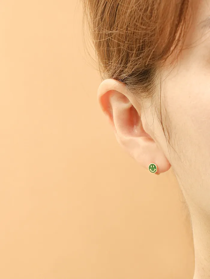 MinimalBijoux 14K 18K Gold Colorful Smile Face Cartilage Hoop Earring Earrings