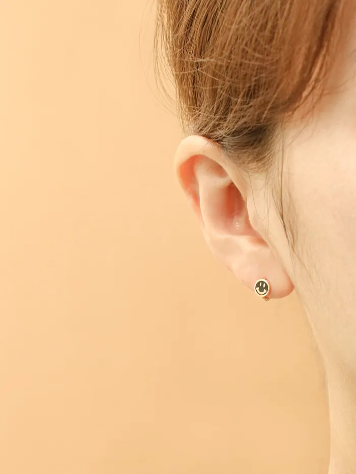 MinimalBijoux 14K 18K Gold Colorful Smile Face Cartilage Hoop Earring Earrings