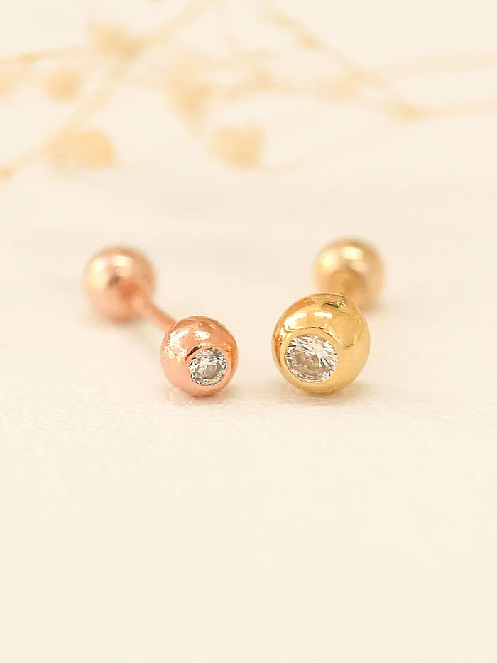 MinimalBijoux 14K gold Cubic Ball cartilage earring 20g Earrings