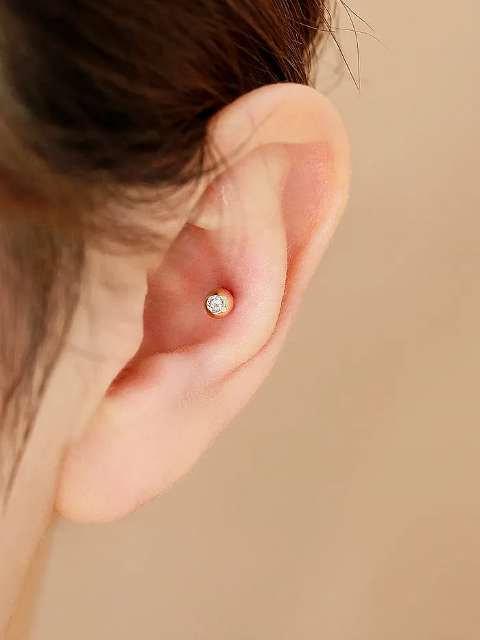 MinimalBijoux 14K gold Cubic Ball cartilage earring 20g Earrings