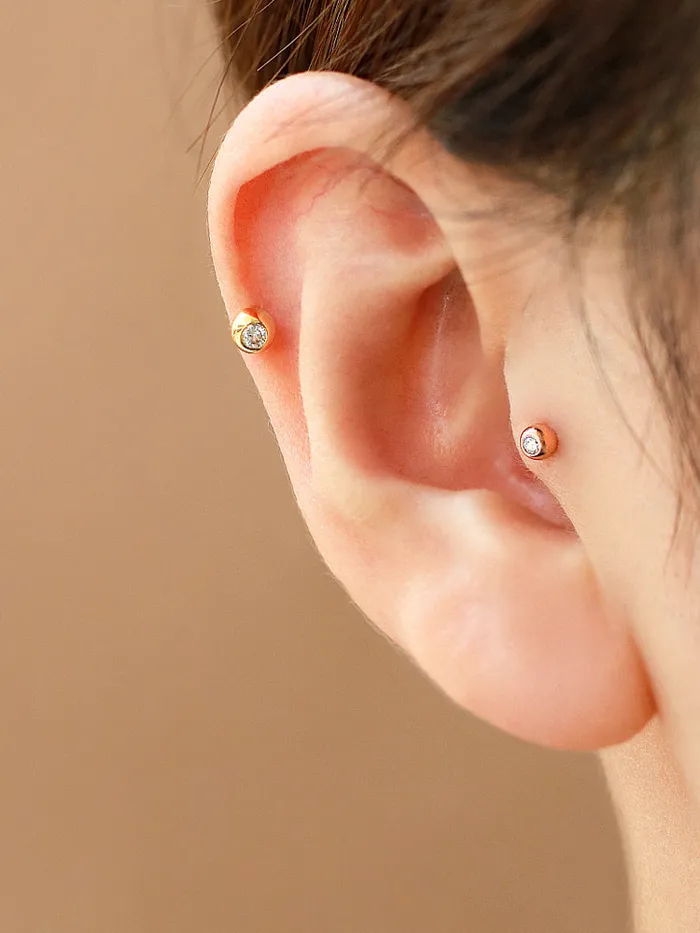 MinimalBijoux 14K gold Cubic Ball cartilage earring 20g Earrings