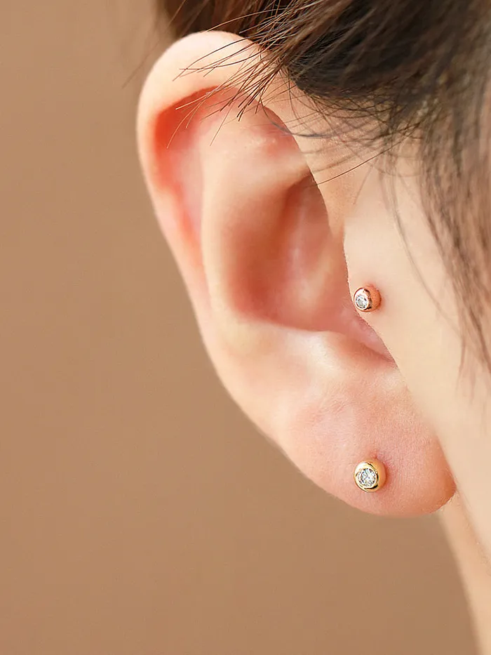 MinimalBijoux 14K gold Cubic Ball cartilage earring 20g Earrings