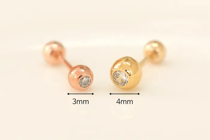 MinimalBijoux 14K gold Cubic Ball cartilage earring 20g Earrings
