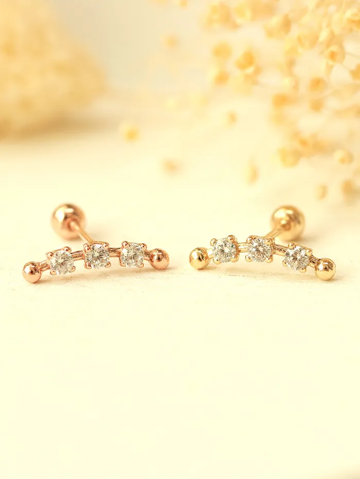 MinimalBijoux 14K Gold Cubic Curve Ball Cartilage Earring 20G18G16G Earrings
