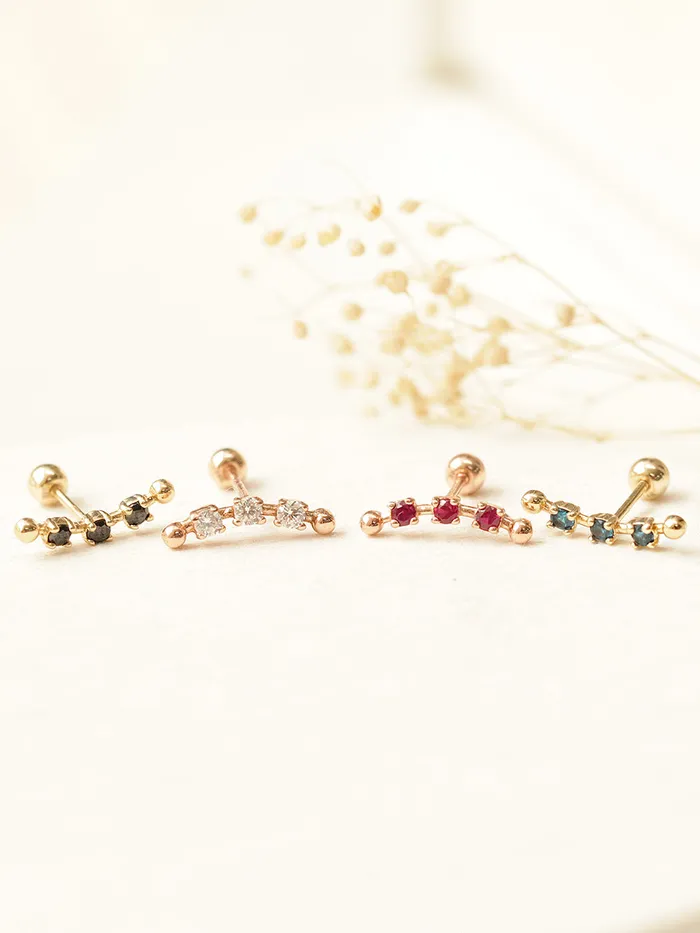 MinimalBijoux 14K Gold Cubic Curve Ball Cartilage Earring 20G18G16G Earrings