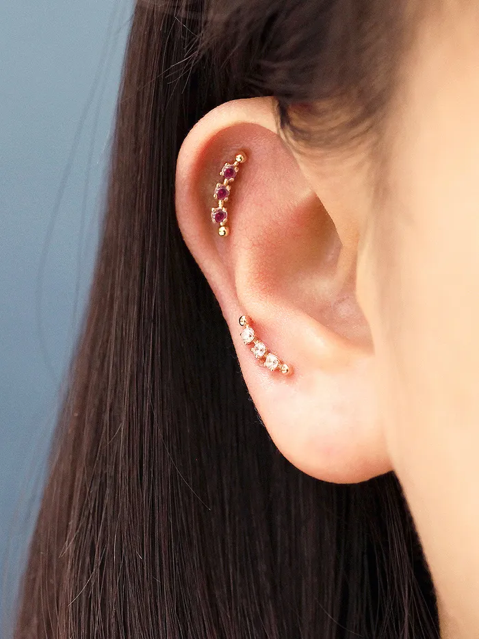 MinimalBijoux 14K Gold Cubic Curve Ball Cartilage Earring 20G18G16G Earrings