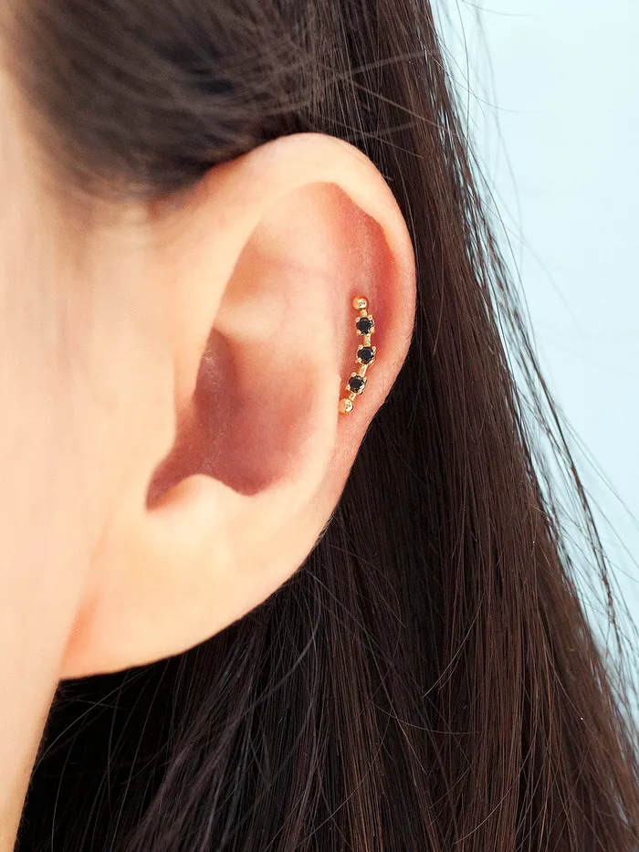 MinimalBijoux 14K Gold Cubic Curve Ball Cartilage Earring 20G18G16G Earrings