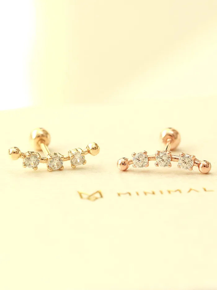 MinimalBijoux 14K Gold Cubic Curve Ball Cartilage Earring 20G18G16G Earrings
