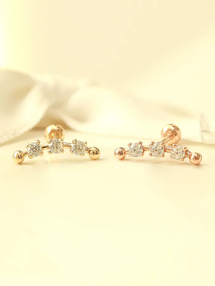MinimalBijoux 14K Gold Cubic Curve Ball Cartilage Earring 20G18G16G Earrings