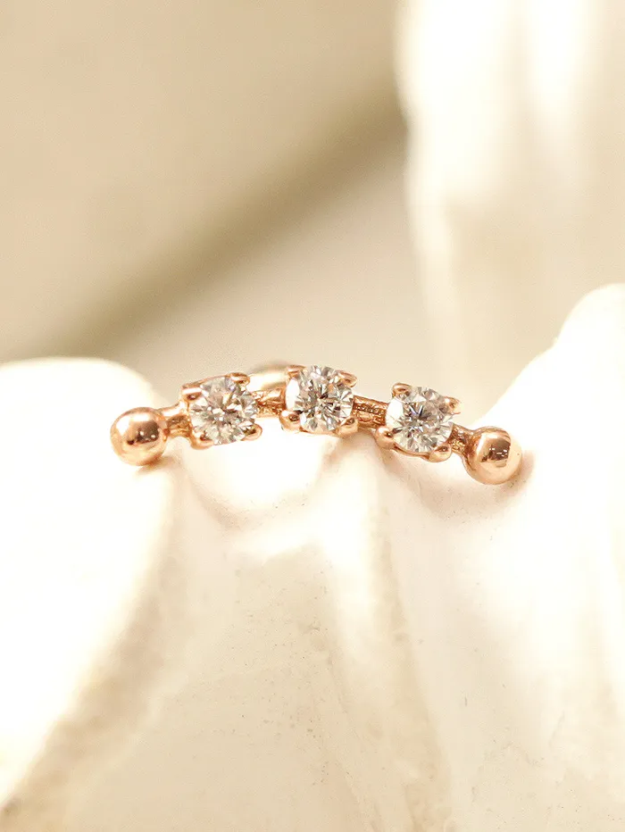 MinimalBijoux 14K Gold Cubic Curve Ball Cartilage Earring 20G18G16G Earrings