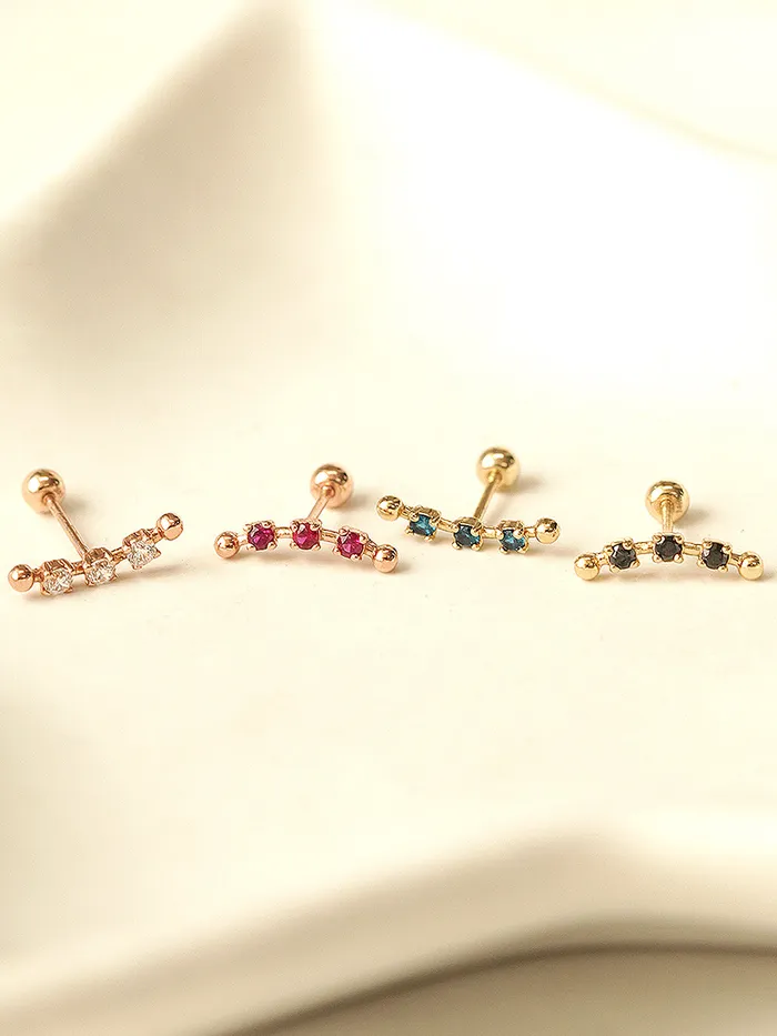 MinimalBijoux 14K Gold Cubic Curve Ball Cartilage Earring 20G18G16G Earrings