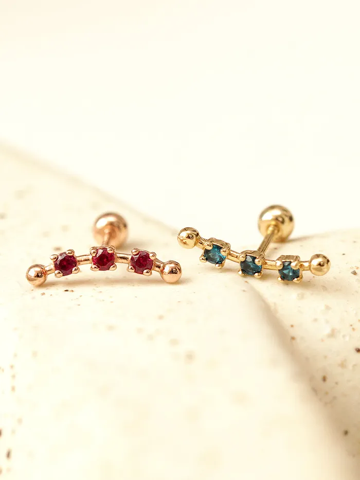 MinimalBijoux 14K Gold Cubic Curve Ball Cartilage Earring 20G18G16G Earrings