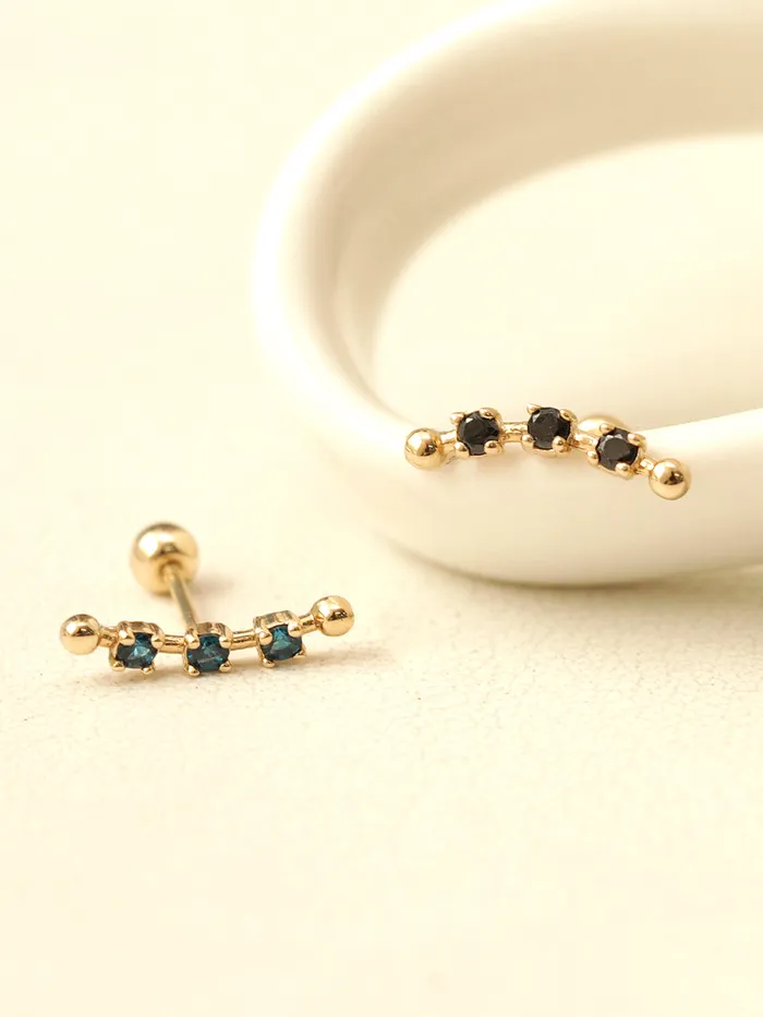 MinimalBijoux 14K Gold Cubic Curve Ball Cartilage Earring 20G18G16G Earrings