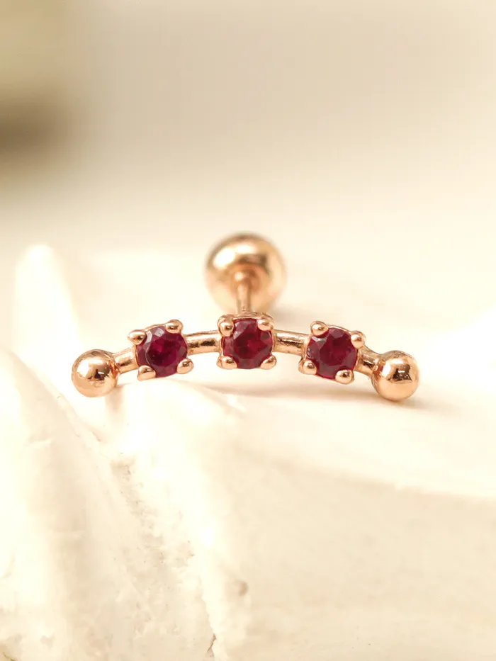 MinimalBijoux 14K Gold Cubic Curve Ball Cartilage Earring 20G18G16G Earrings