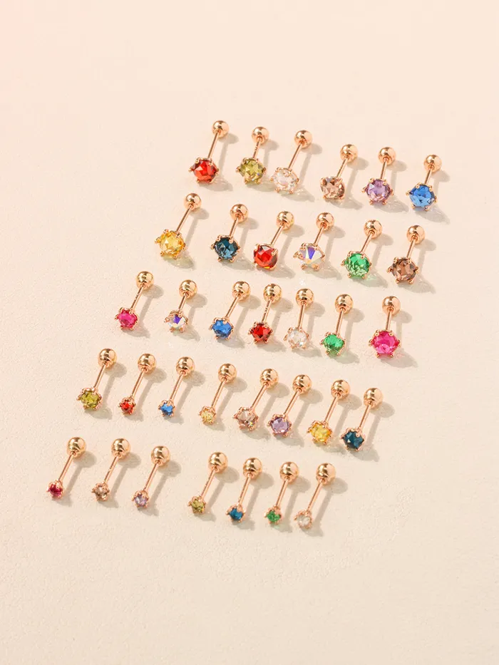 MinimalBijoux 14K Gold Daily Rose Cut 4 prongs and 6 prongs Piercing Earring 20G18G16G Earrings