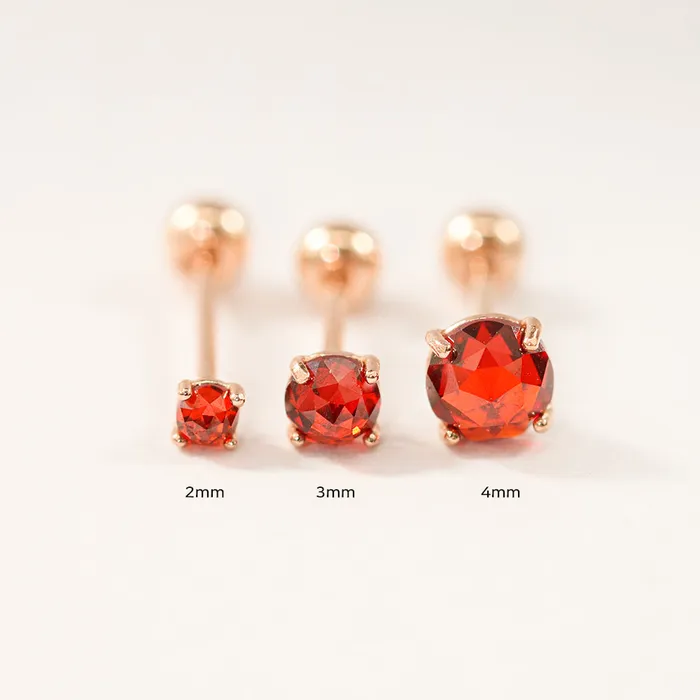 MinimalBijoux 14K Gold Daily Rose Cut 4 prongs and 6 prongs Piercing Earring 20G18G16G Earrings