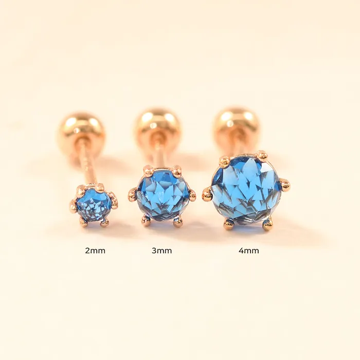 MinimalBijoux 14K Gold Daily Rose Cut 4 prongs and 6 prongs Piercing Earring 20G18G16G Earrings