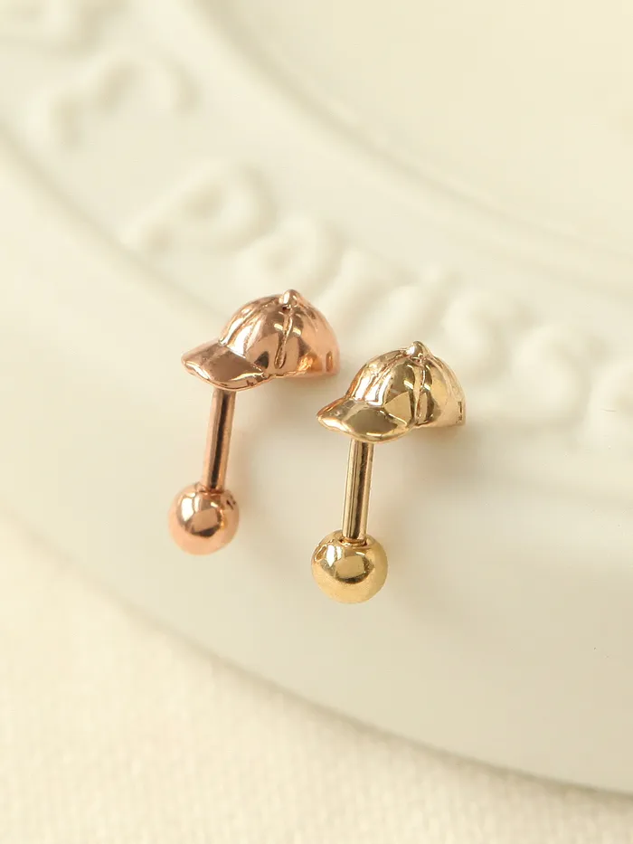 MinimalBijoux Earrings 14K Gold Cap Cartilage Earring 18G16G