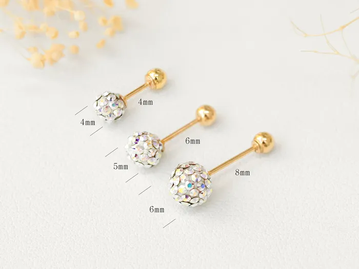 MinimalBijoux Earrings 14K gold color cubic ball cartilage earring 20g