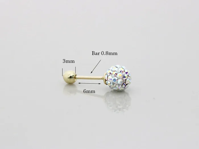 MinimalBijoux Earrings 14K gold color cubic ball cartilage earring 20g