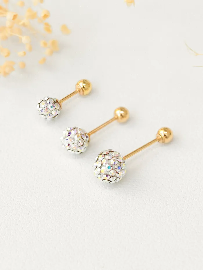 MinimalBijoux Earrings 14K gold color cubic ball cartilage earring 20g