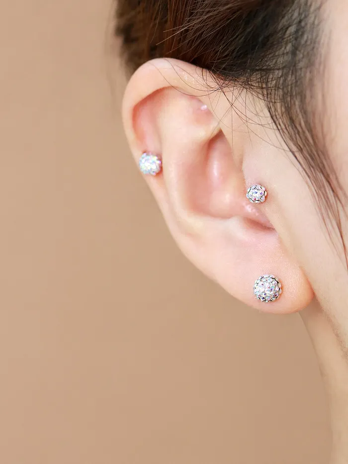 MinimalBijoux Earrings 14K gold color cubic ball cartilage earring 20g