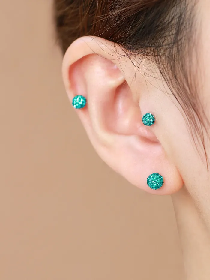 MinimalBijoux Earrings 14K gold color cubic ball cartilage earring 20g