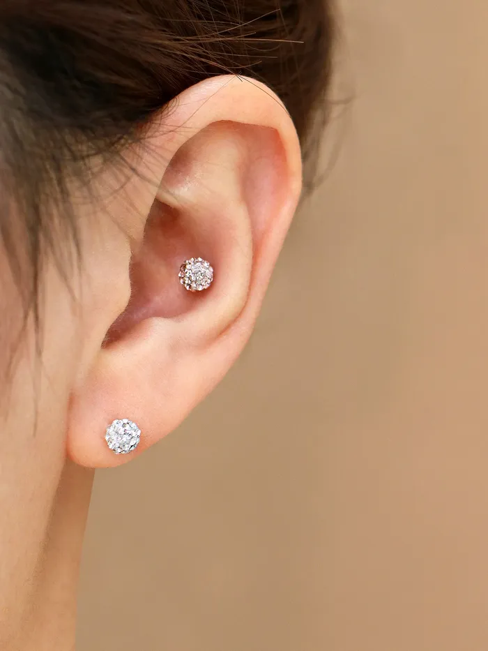 MinimalBijoux Earrings 14K gold color cubic ball cartilage earring 20g