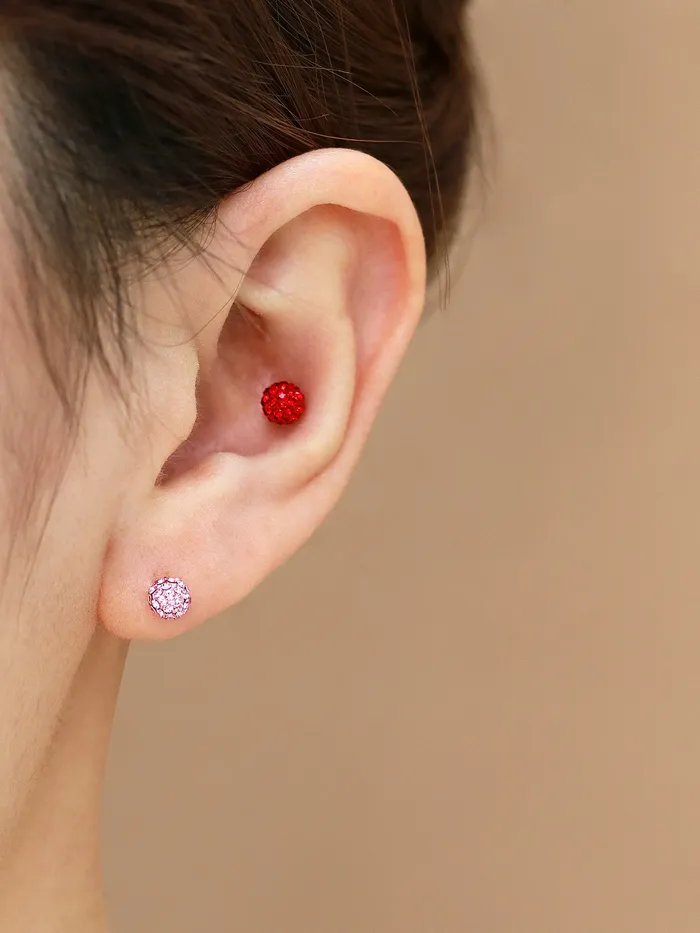 MinimalBijoux Earrings 14K gold color cubic ball cartilage earring 20g
