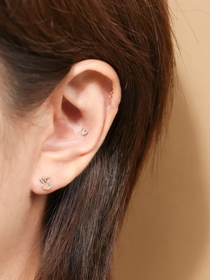 MinimalBijoux Earrings 14K Gold Daily Love Shooting Cartilage Earring 20G