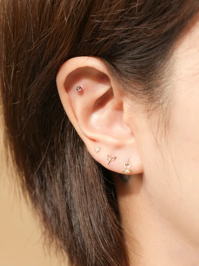 MinimalBijoux Earrings 14K Gold Daily Love Shooting Cartilage Earring 20G