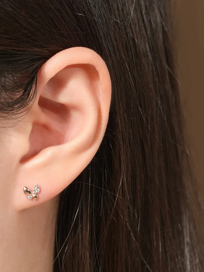 MinimalBijoux Earrings 14K Gold Life Butterfly Cartilage Earring 20G
