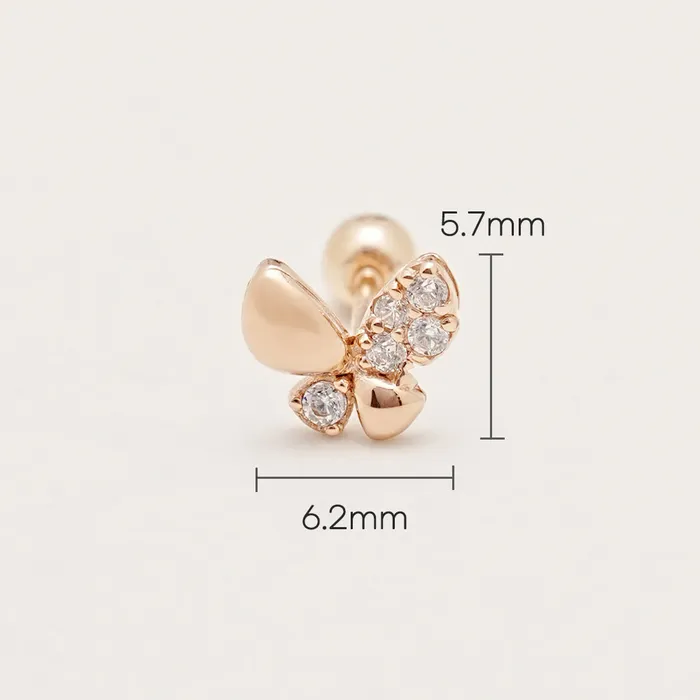 MinimalBijoux Earrings 14K Gold Life Butterfly Cartilage Earring 20G