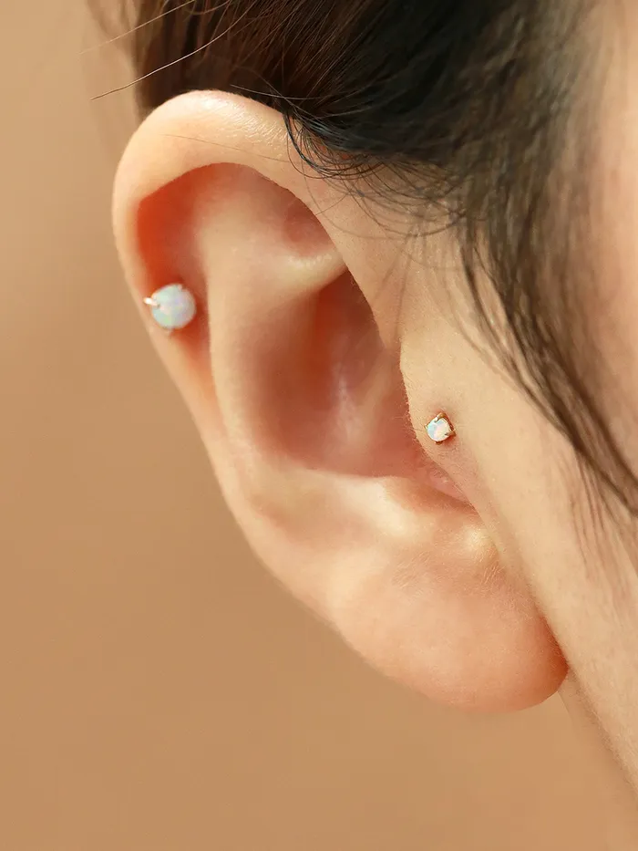 MinimalBijoux Earrings 14K Gold Opal Cartilage Earring 18G16G