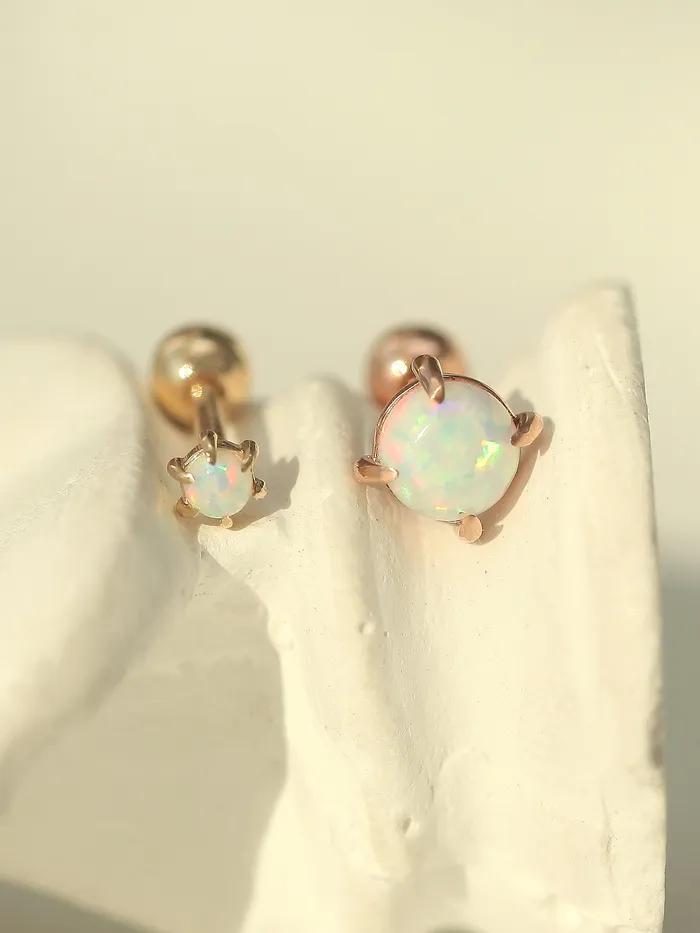 MinimalBijoux Earrings 14K Gold Opal Cartilage Earring 18G16G
