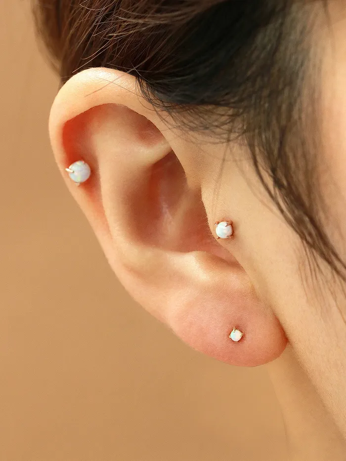 MinimalBijoux Earrings 14K Gold Opal Cartilage Earring 18G16G