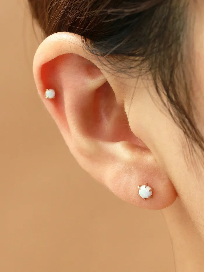 MinimalBijoux Earrings 14K Gold Opal Cartilage Earring 18G16G
